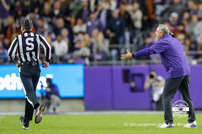 Sonny Dykes yelling at the refs